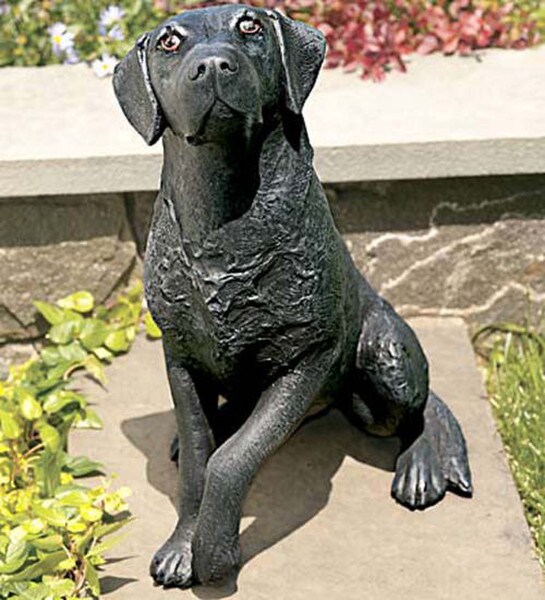 Black Labrador Dog Statue Garden Decor
